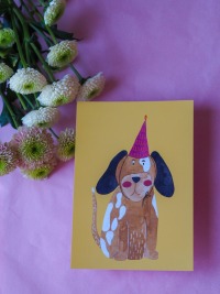 Postkarte Partyhund