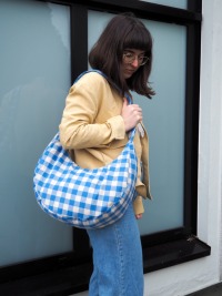 Busybag Leinen, Gingham hellblau