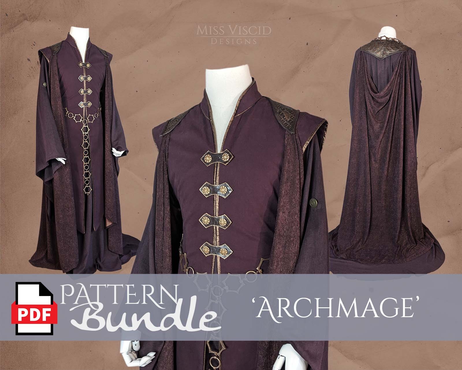 Mens PDF pattern bundle Archmage - 3 download patterns with sewing guides