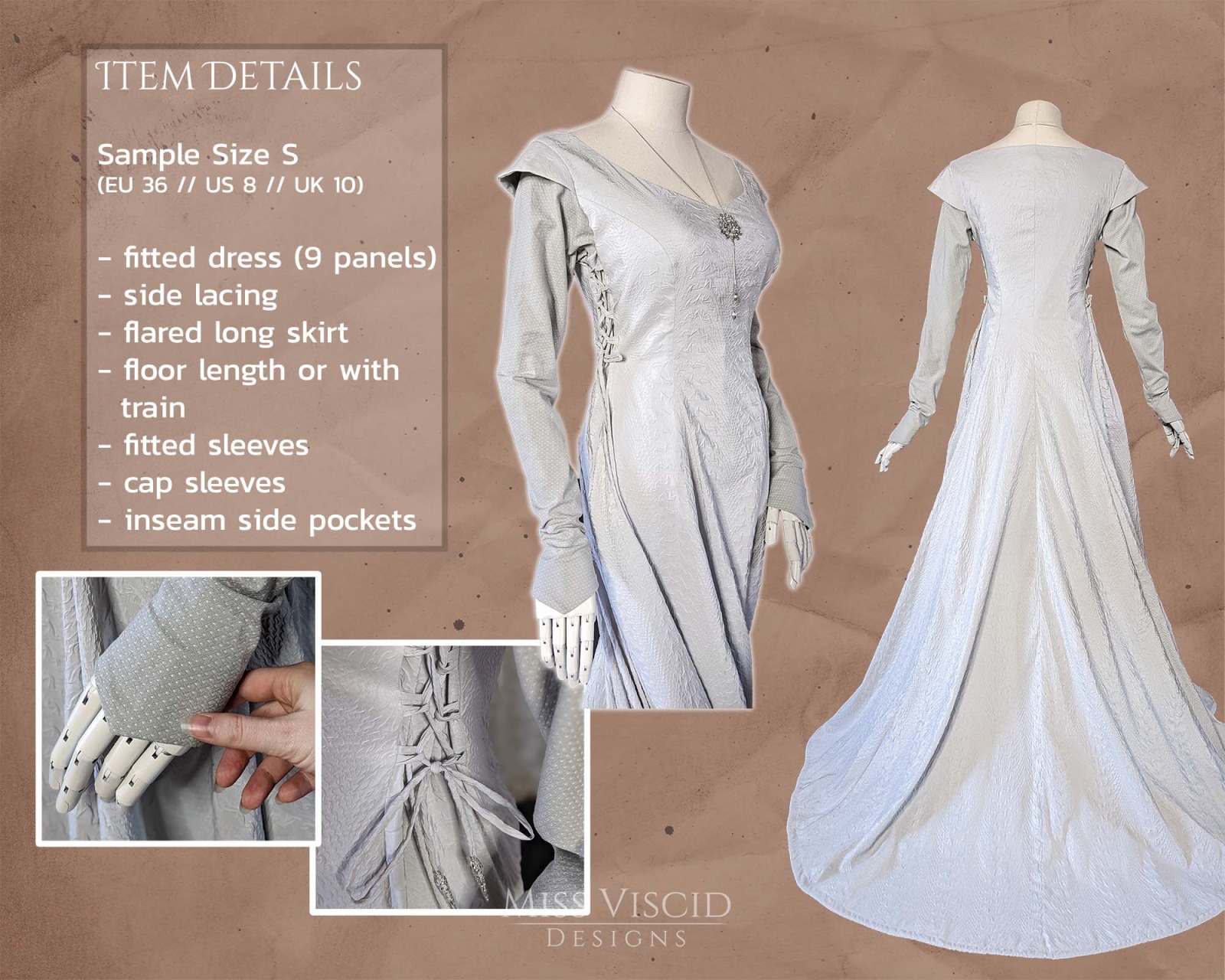 Fantasy gown &amp; Elven dress as PDF pattern for DIN A4 US Letter and DIN A0 printer 2