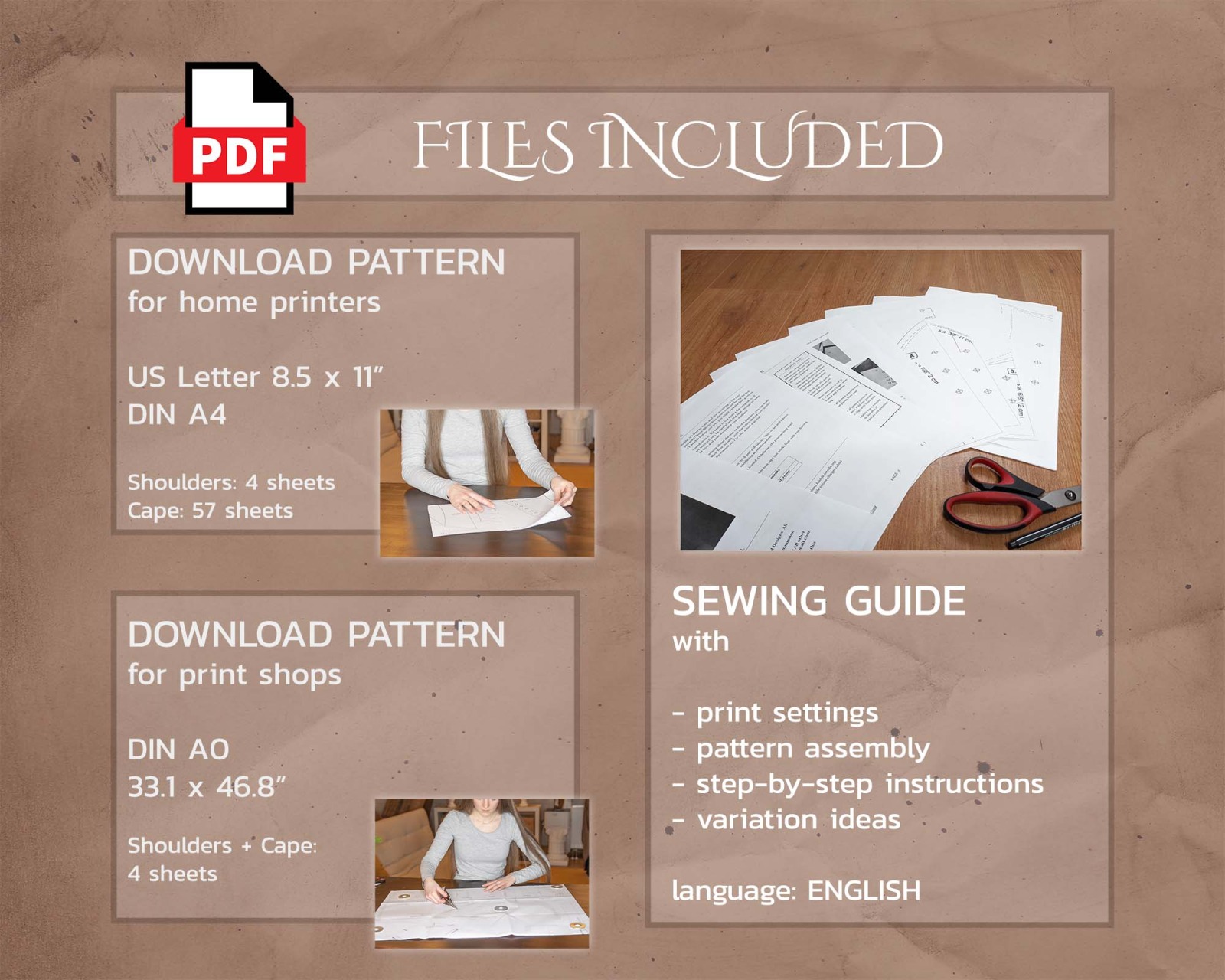 Umhang mit spitzen Schultern - PDF Schnittmuster zum Download 6