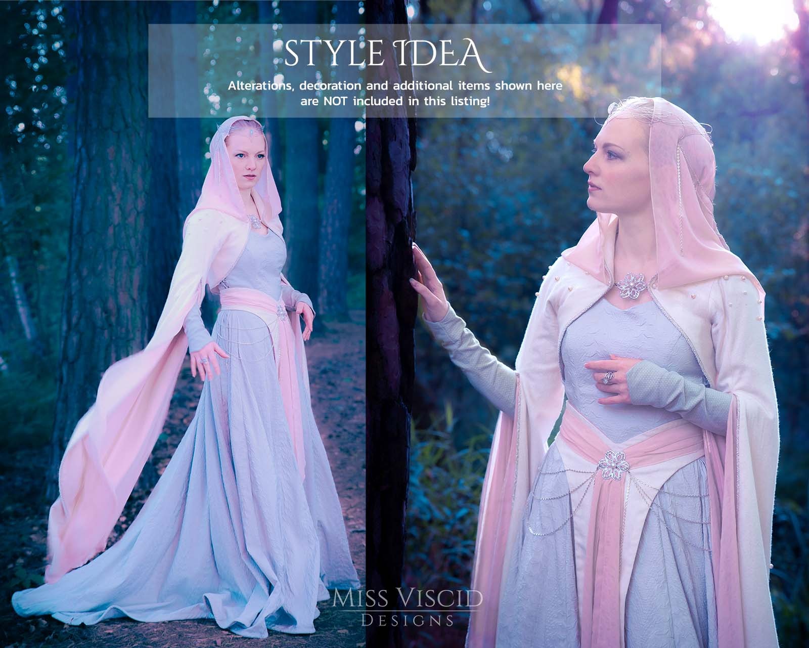 Fantasy gown &amp; Elven dress as PDF pattern for DIN A4 US Letter and DIN A0 printer 3