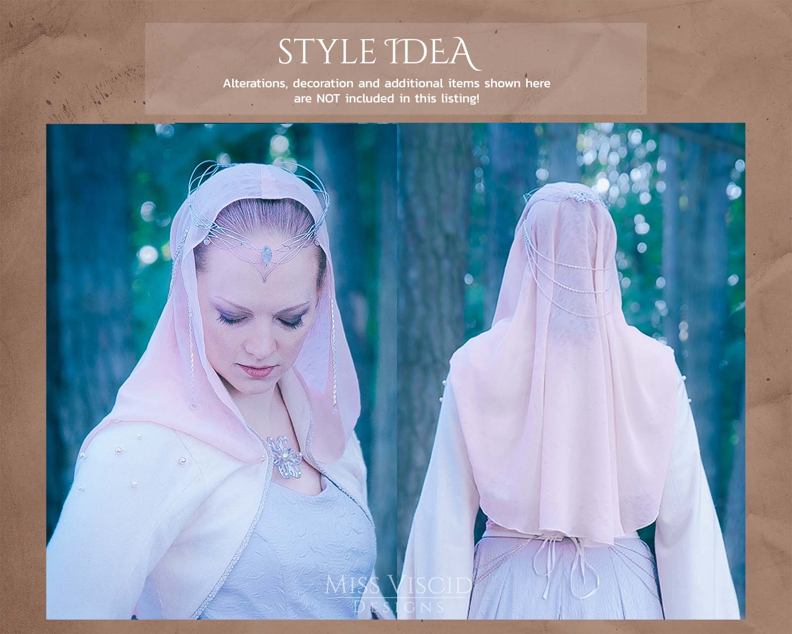 Bridal Veil Hood for wedding gowns - download pattern with sewing guide 3