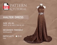 Halter Dress - Download Pattern - with neckholder, long train and waistbelt