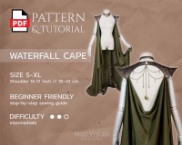 Cape with waterfall back for fantasy costumes - PDF pattern for download