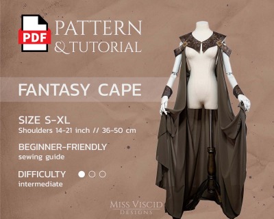 Cape for fairytale costume dress - Download Pattern for DIN A4 &amp; US Letter Printers + DIN A0 for