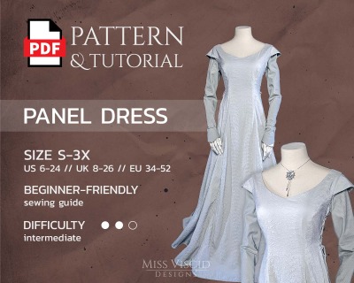 Fantasy gown &amp; Elven dress as PDF pattern for DIN A4 US Letter and DIN A0 printer - A true classic