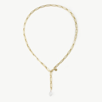 Y-förmige Halskette aus Edelstahl mit Perlenanhänger