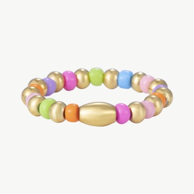 Elastischer Ring mit Edelstahlperlen und farbigen Reisperlen