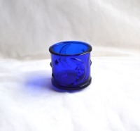Blaues Teelichtglas mit Mondmotiv 2