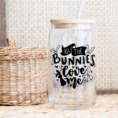 CoffeeBunGlass - klarglas - Motiv: Bunnies love me