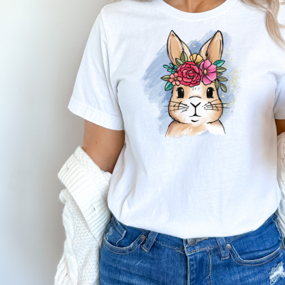 BunnyShirt - FlowerBunny - in 2 Motivgrößen - Unisex - In verschiedenen Farben - Gr. S - XXL