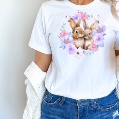 BunnyShirt - flowerbunnies - in 2 Motivgrößen - Unisex - In verschiedenen Farben - Gr. S - X