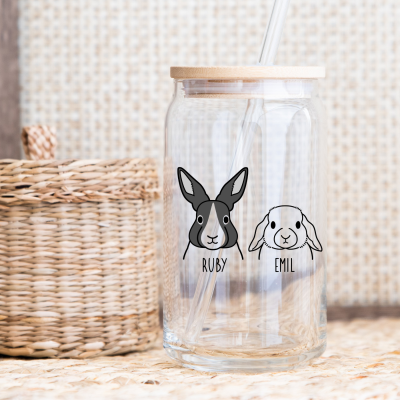 Personalisiertes CoffeeBunGlass - klarglas - Motiv: BunnyHeads
