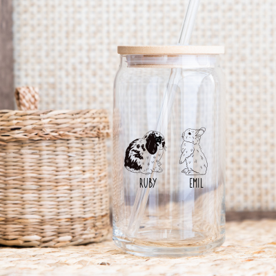 Personalisiertes CoffeeBunGlass - klarglas - Motiv: BunnySilhouette