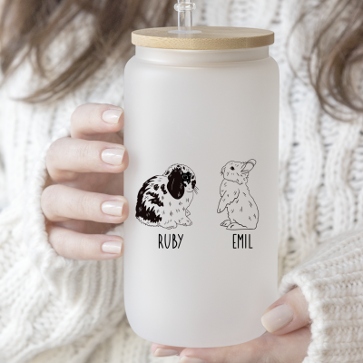 Personalisiertes CoffeeBunGlass - frosted - Motiv: BunnySilhouette