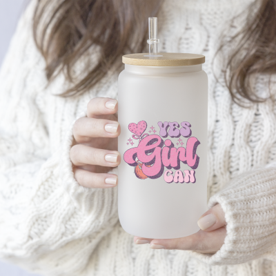 FabuleaCoffeeGlas - frosted - Motiv: Girl can