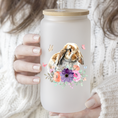 CoffeeBunGlass - frosted - Motiv: Flower&amp;Butterfly