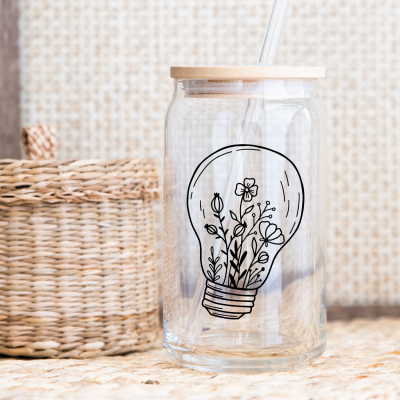 CoffeeGlas - klarglas - Motiv: flowerideas