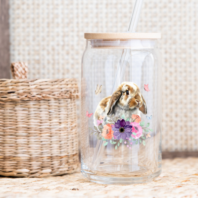 CoffeeBunGlass - klarglas - Motiv: Flower&amp;Butterfly