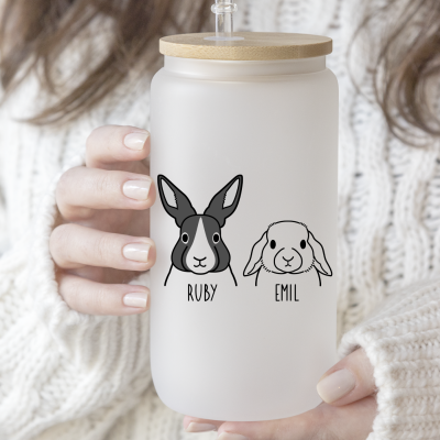 Personalisiertes CoffeeBunGlass - frosted - Motiv: BunnyHeads