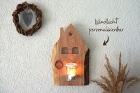 Landhaus Holz-Wandkerzenhalter Haus personalisierbar