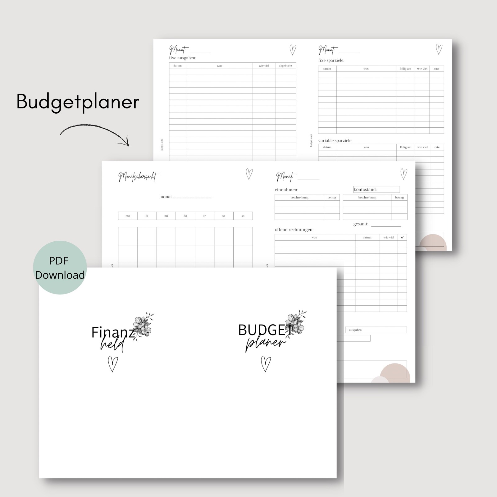 Budgetplaner | deutsch A5 | Haushaltsbuch | Finanzplaner | Budgetbuch | Planer | Jahresplaner 2