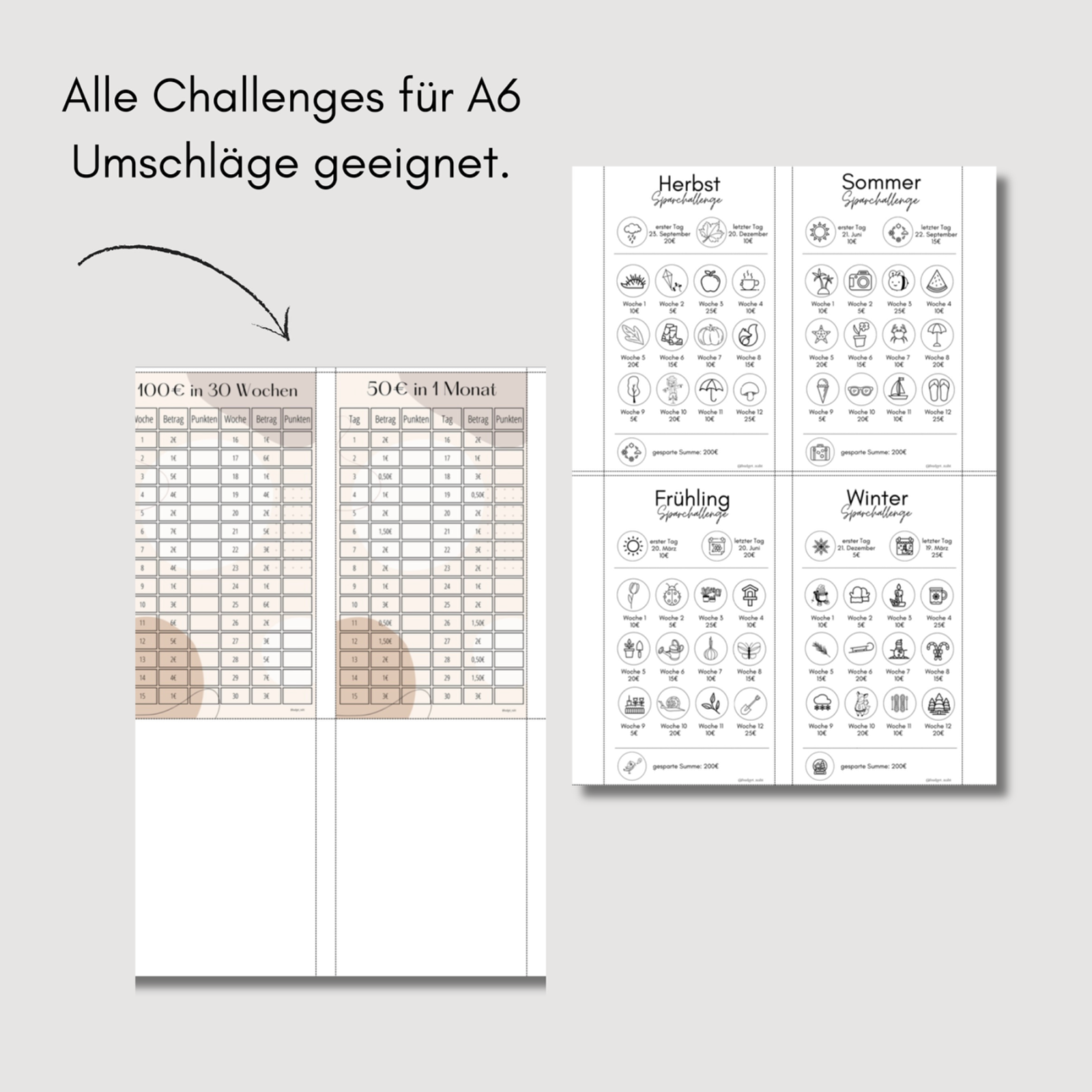 Challengebundle als PDF Download | A6 | Grau | habe alle deine Lieblingschallenges beisammen 4