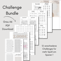 Challengebundle als PDF Download | A6 | Grau | habe alle deine Lieblingschallenges beisammen