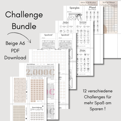Challengebundle als PDF Download | A6 | Beige | habe alle deine Lieblingschallenges beisammen -