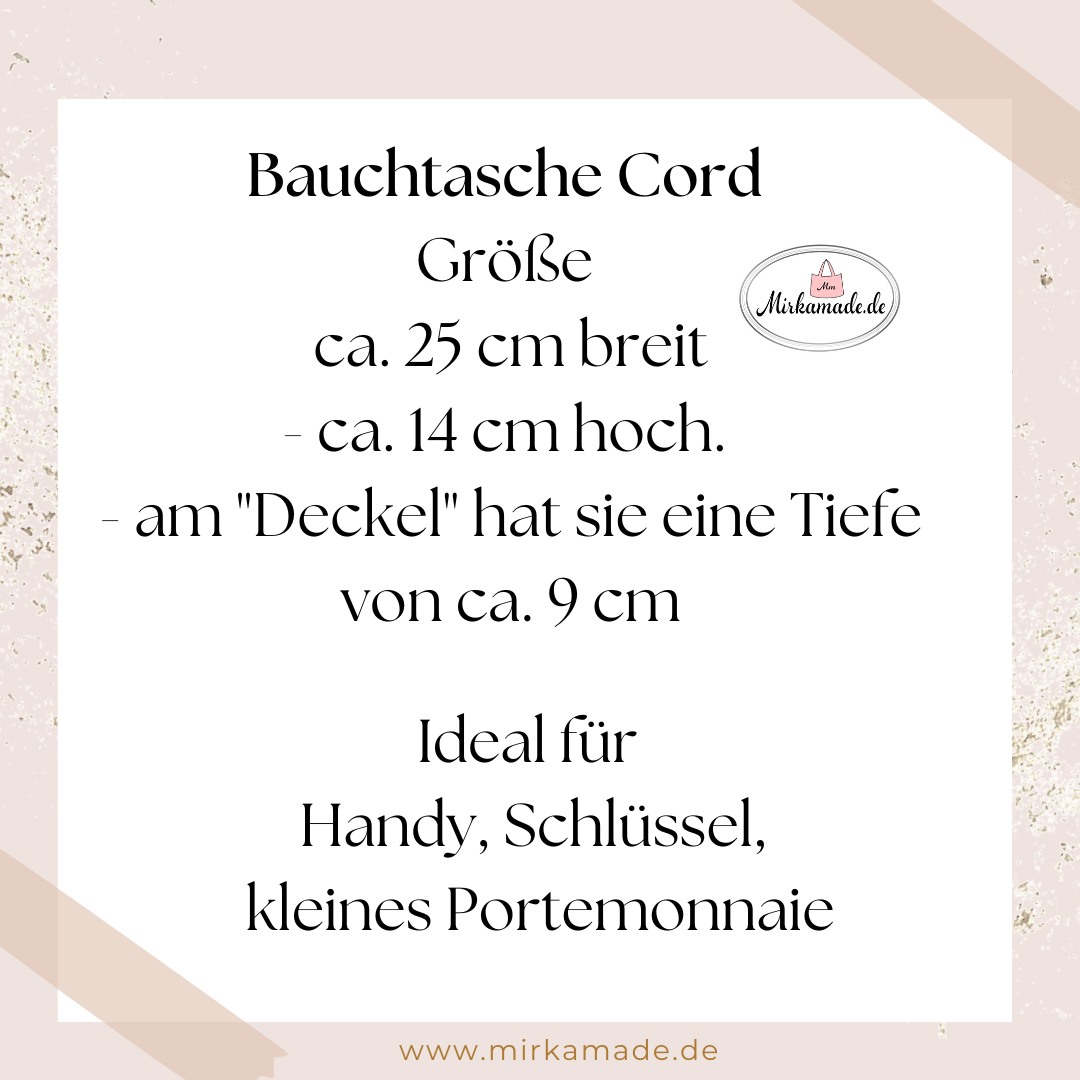 Gürteltaschen / Bauchtasche Damen, Cord, cremeweiß mit Taschengurt rosa 3