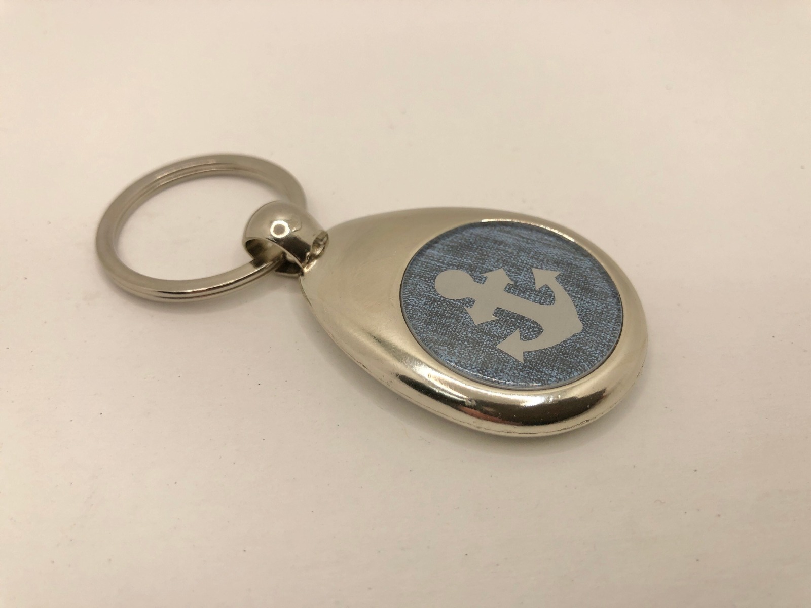 Schlüsselanhänger blau mit Anker in grau mit Chip Einkaufswagenchip 2