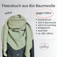 Halstuch XXL Fleece in Salbei grün aus Bio Baumwolle
