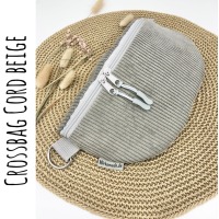 Bauchtasche, Crossbag Cord graubeige mit Taschengurt Sommer, Tasche Cord grau beige, Hipbag, leicht