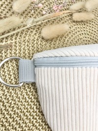 Gürteltaschen / Bauchtasche XL, Cord, cremeweiß mit Taschengurt beige weiß silber 4