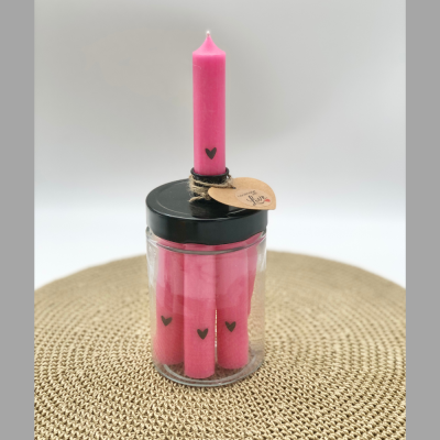 Kerze mit Herz, Kerzen im Glas - Kerzen in Pink
