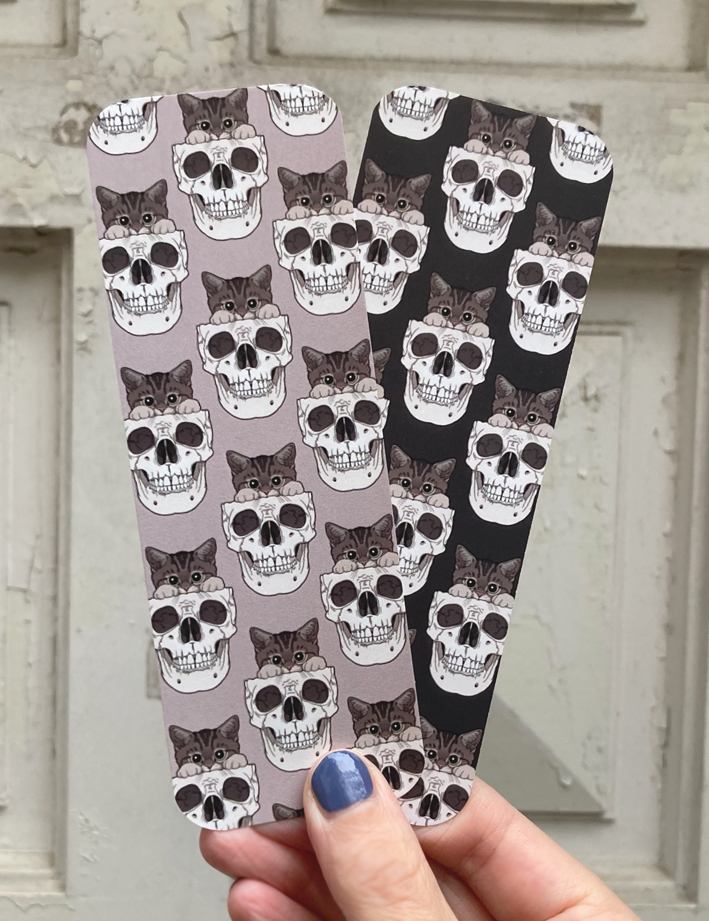 Kitty &amp; skull pattern bookmark