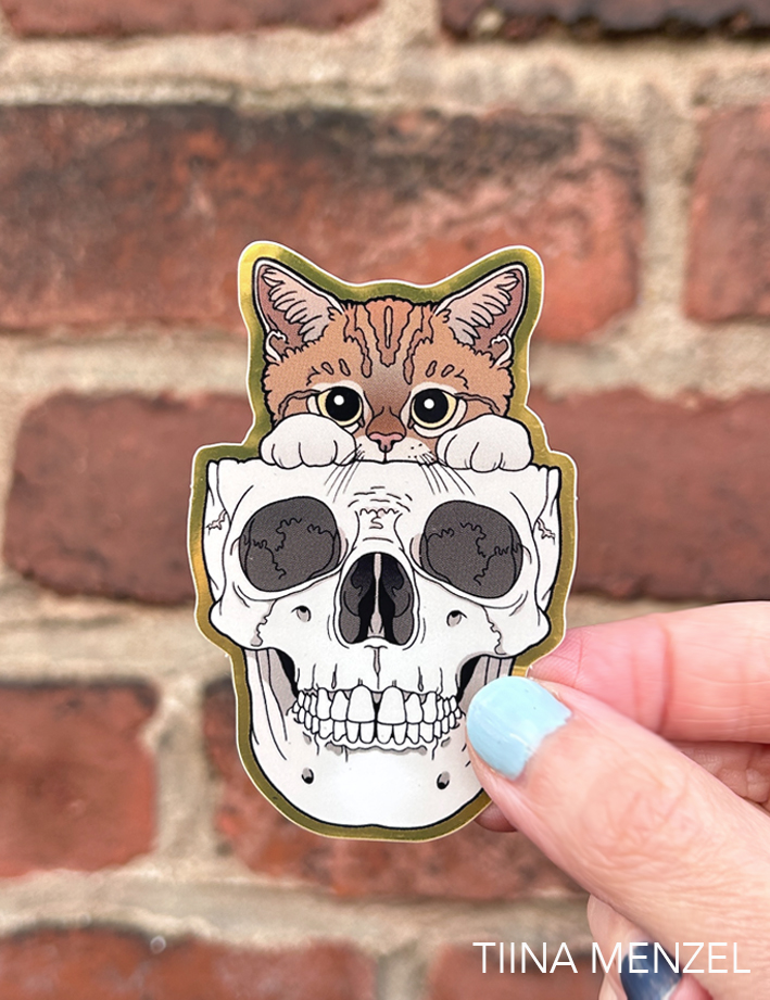 Kitty and skull sticker 3