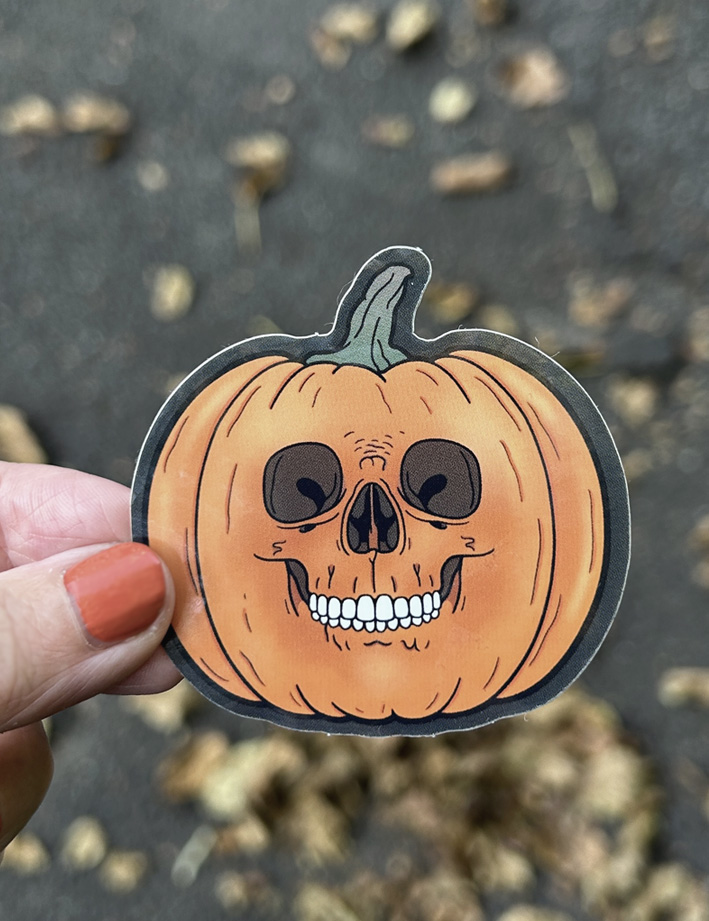 Pumpkin skull sticker