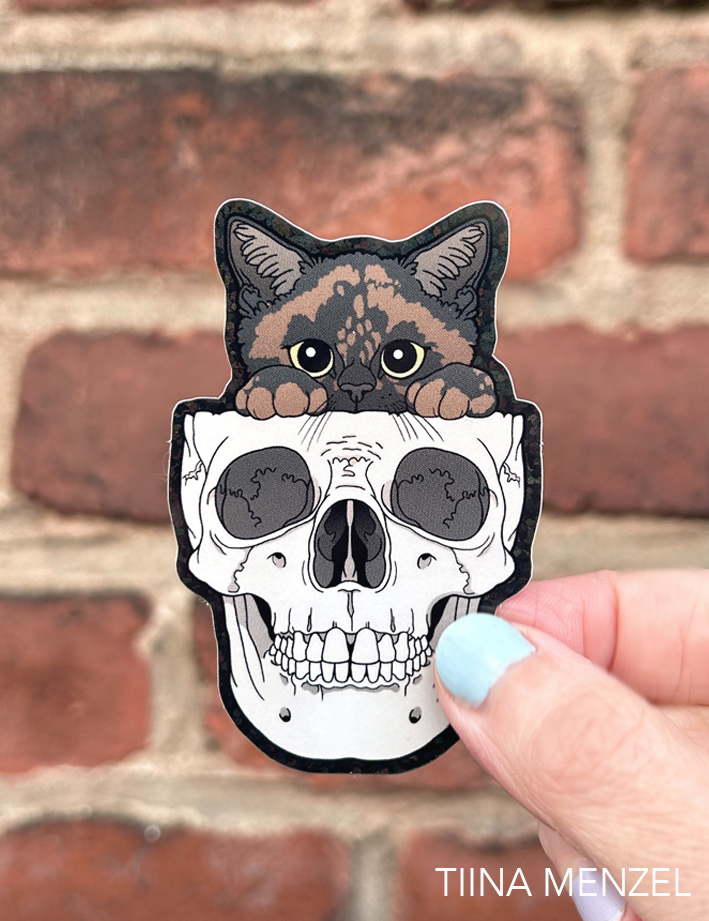 Kitty and skull sticker 5