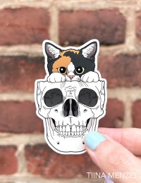 Kitty and skull sticker 2
