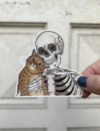 Orange tabby cat friend sticker