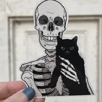 Black cat friend sticker
