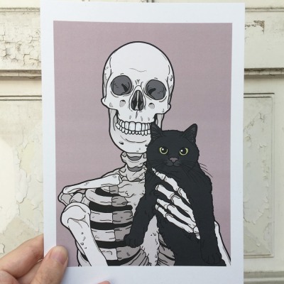 Black cat friend print