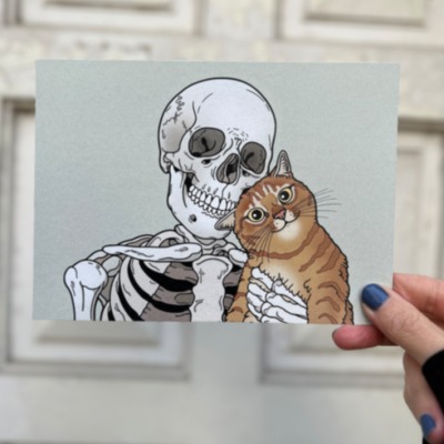 Orange tabby cat friend print