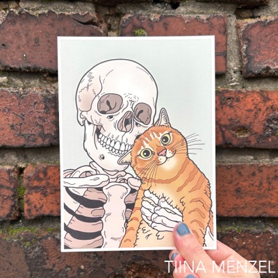 Orange tabby cat friend print