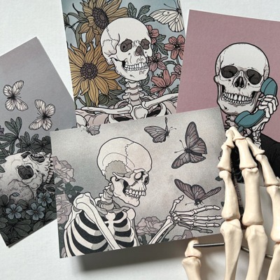 Postcard set Skeletons