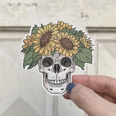Sunflower skull sticker