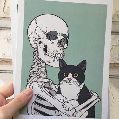 Tuxedo cat friend print