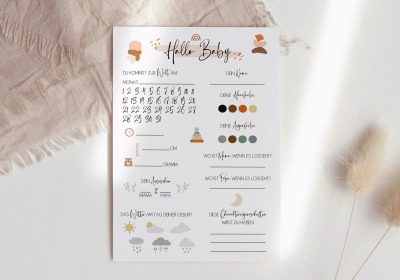 Babyparty Tippkarte Boho Baby - DIN A5 Naturpapier